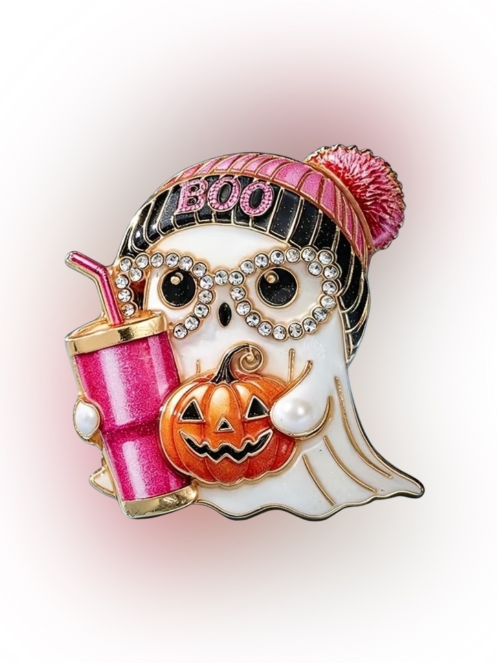 👻 BOO Ghost Pumpkin Halloween Rhinestone Brooch Pin